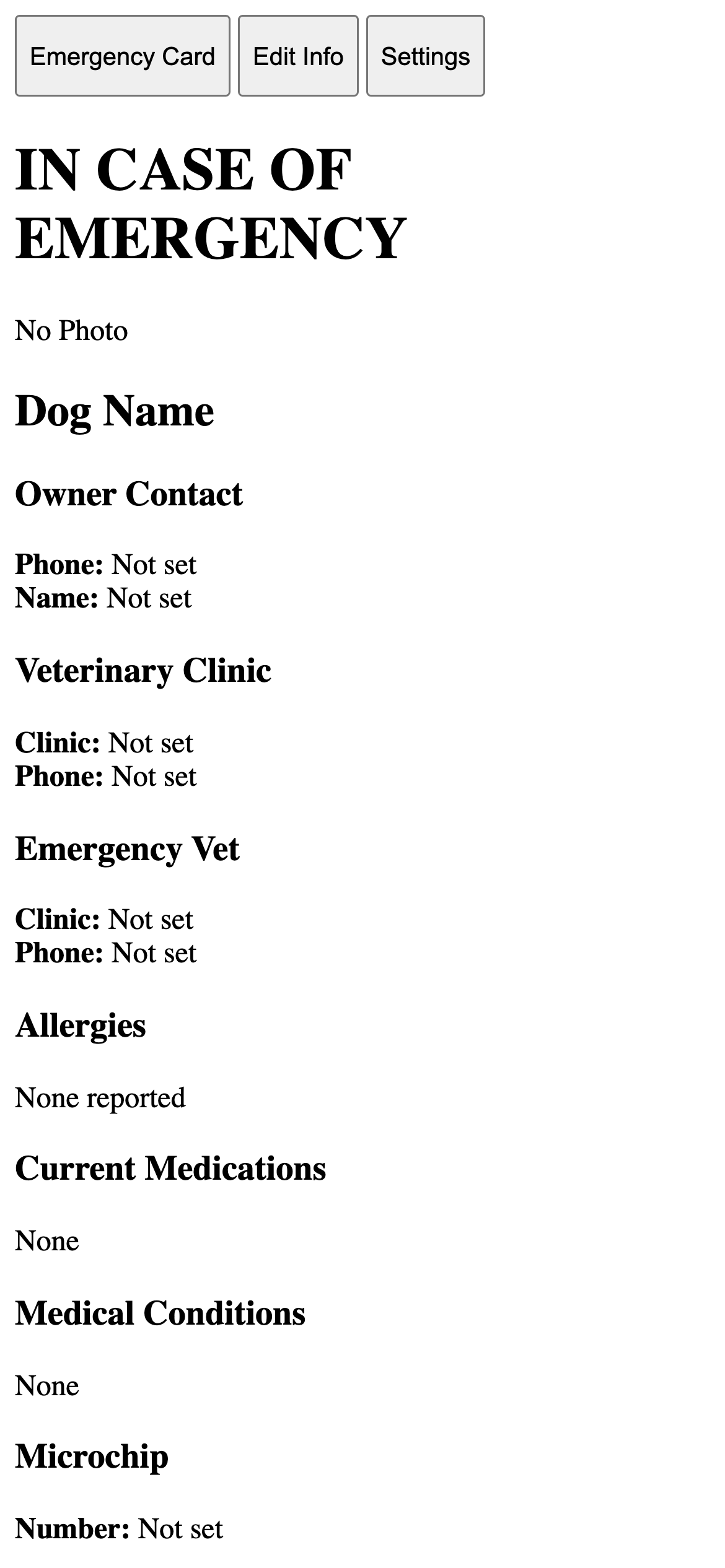 Dog Emergency Premium main interface